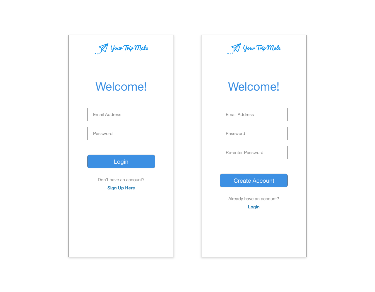 Create/Login Screen Design